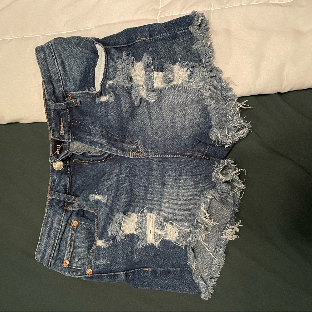 Almost Famous Blue Distressed Jean Shorts